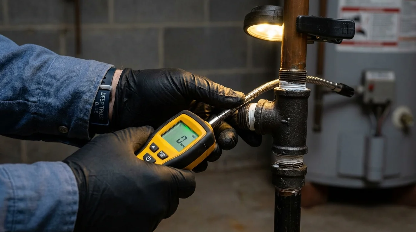 Gas leak detection with electronic sniffer by Johns Plumbing LLC in Newtown